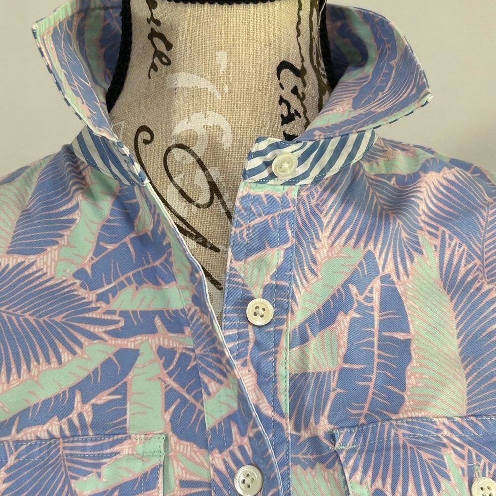 Vineyard Vines Blue and Pink Leaf Print Dress - Picture 5 of 15